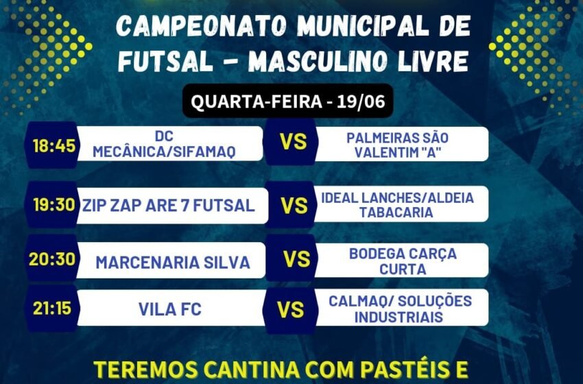  Confira os horário dos jogos das quartas de final do campeonato municipal 2024 de Dois Vizinhos