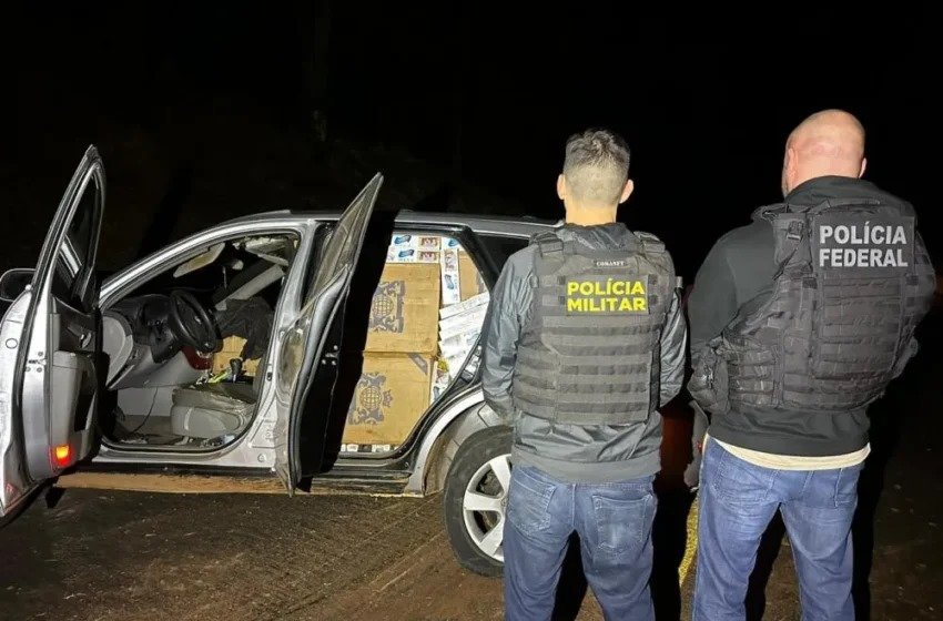  Homem é preso com carro carregado com cigarros contrabandeados do Paraguai