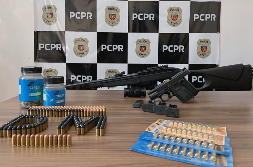  Duas armas de fogo e munições são apreendidas pela PCPR durante cumprimento de mandado