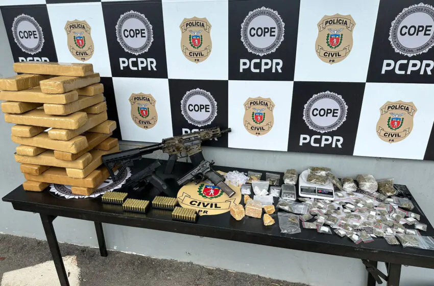  Polícia Civil apreende 20 kg de maconha e fuzil em operação contra tráfico no PR