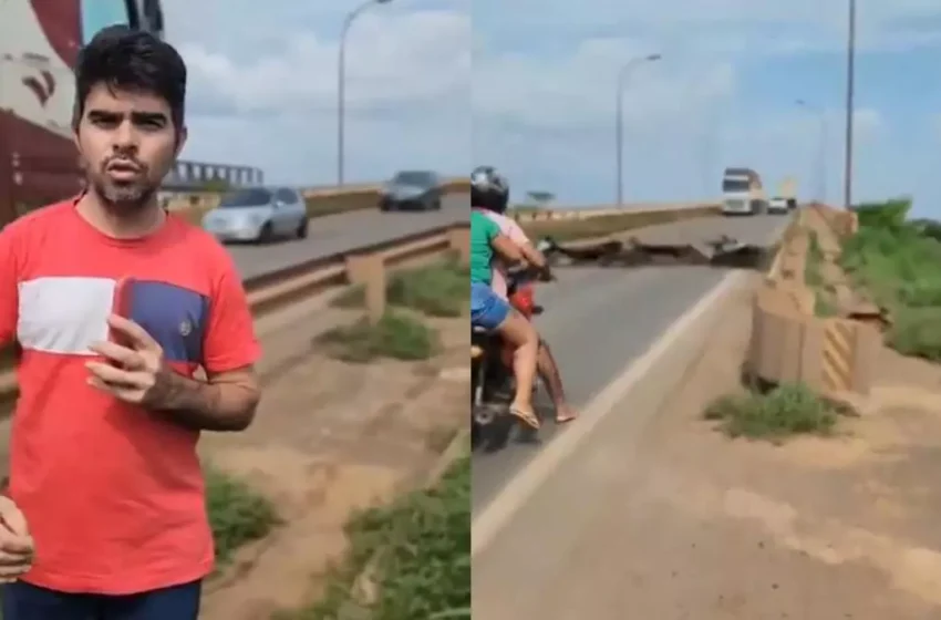  Vereador filma momento em que ponte racha e causa acidentes