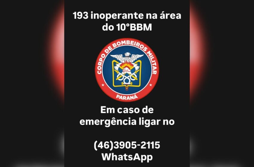  Linha direta do Corpo de Bombeiros está indisponível na região do 10° BBM