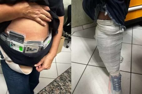 Eletrônicos contrabandeados são apreendidos presos ao corpo de passageiros