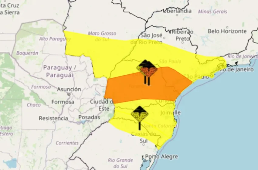  Ventos destrutivos e granizo: Inmet emite alerta laranja para tempestades no Paraná