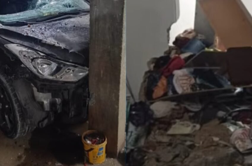  Violência após recusa: homem invade residência com carro