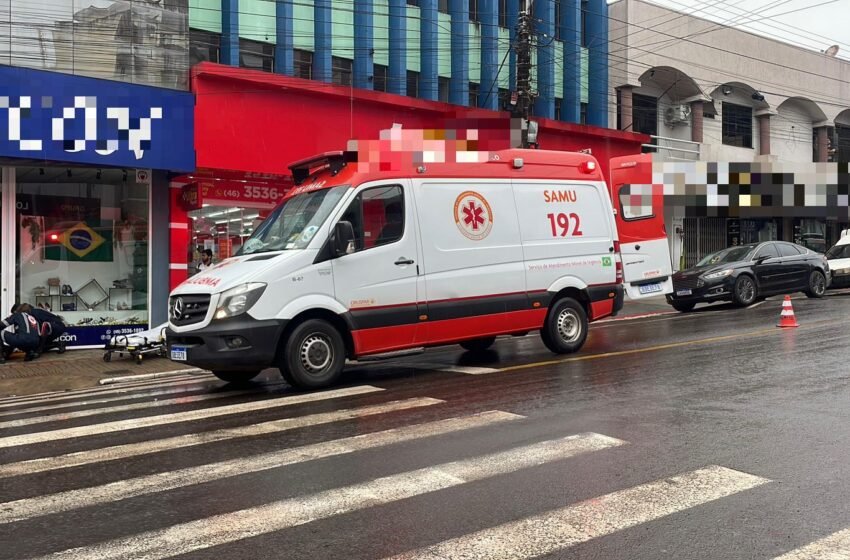  Colisão entre carro e moto deixa motociclista ferido no centro de Dois Vizinhos