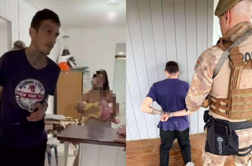  Esposa de assassino chora durante prisão: “eu te avisei”, Diz com bebê no colo