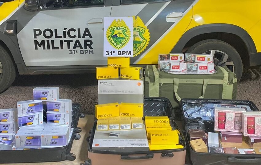 Durante abordagem, PM encontra carga de contrabando em ônibus no interior do Paraná
