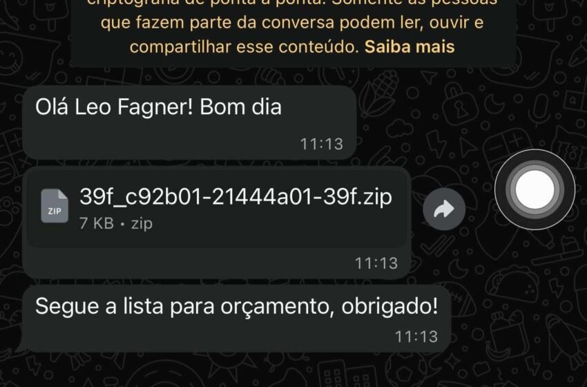 Usuários alertam para o “golpe do orçamento” que circula pelo WhatsApp