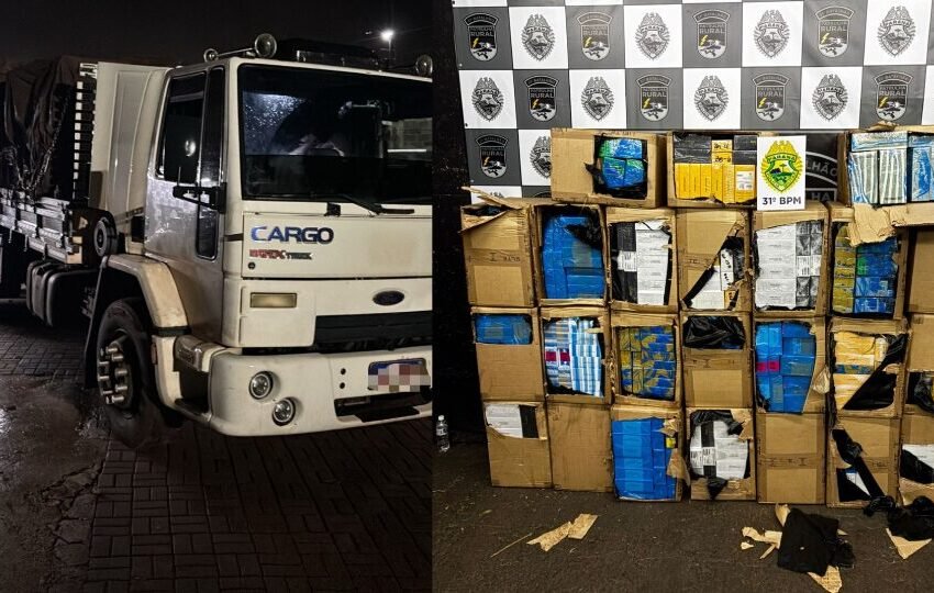 Celulares contrabandeados são encontrados escondidos em caminhão durante ação da PM em Corbélia