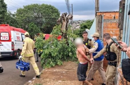 Polícia Militar impede crime após flagrar homem agredindo esposa com facão