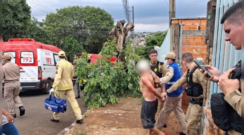 Polícia Militar impede crime após flagrar homem agredindo esposa com facão