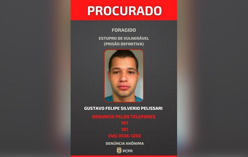  Condenado por estupro de vulnerável em Dois Vizinhos está foragido, diz Polícia Civil
